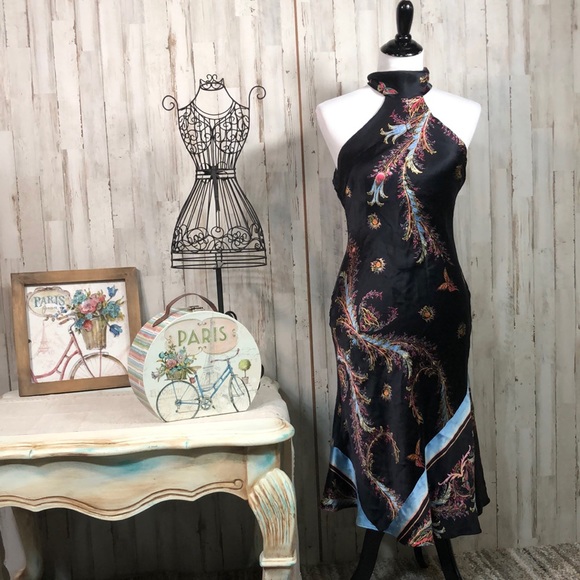 Roberto Cavalli Dresses & Skirts - Robert Cavalli Silk Halter Peacock Dress Size Medium
